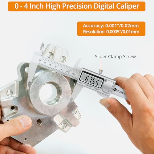 Neoteck 4 inch/100mm Digital Caliper, Stainless Steel Electronic Calipers Measuring Tool inch/mm Conversion, Large LCD Screen - Image 2