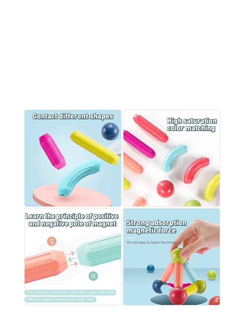 بوكس من مجموعة عصي وكرات وقضبان مغناطيسية من TOYS-EGYPT، مكعبات وعصي بناء وألعاب تكديس تعليمية للأطفال الأولاد والبنات 36 قطعة  - Image 5