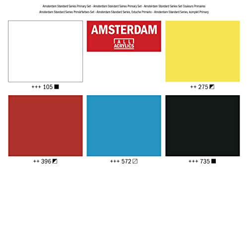 Amsterdam Standard Series acrylics primary set 5x 120 ml - Image 3