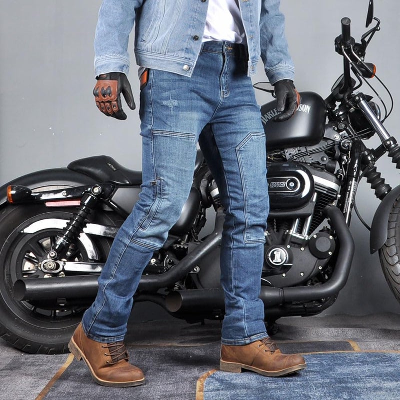 HUMAN HEART â€‹Men's Motorcycle Riding Pants Denim Jeans Protect Pads Equipment with Knee and Hip Armor Pads Detachable CE2 Armor Pads, X-Large, Blue4 - Image 2