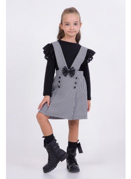 Miniğimin Cicileri My Little Ones Houndstooth Suspender Girl 2 Piece Skirt Set - Black 