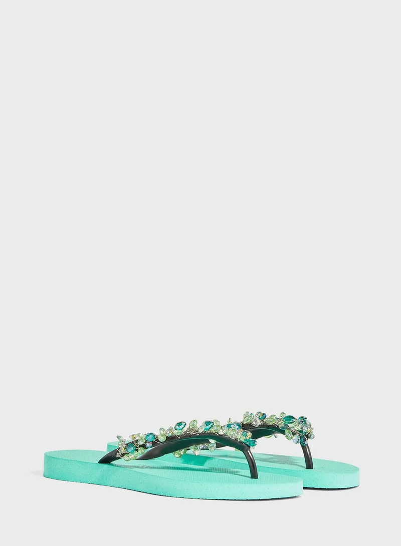 uzurii Embellished Flip Flop