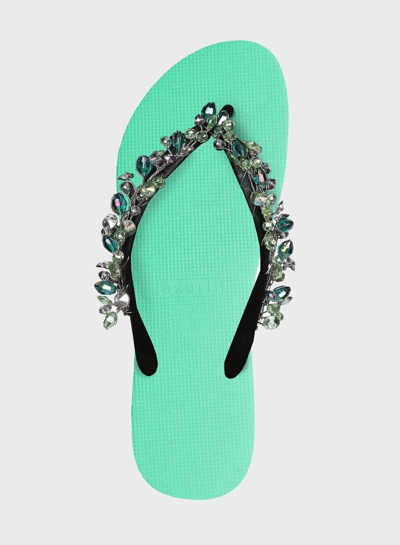uzurii Embellished Flip Flop
