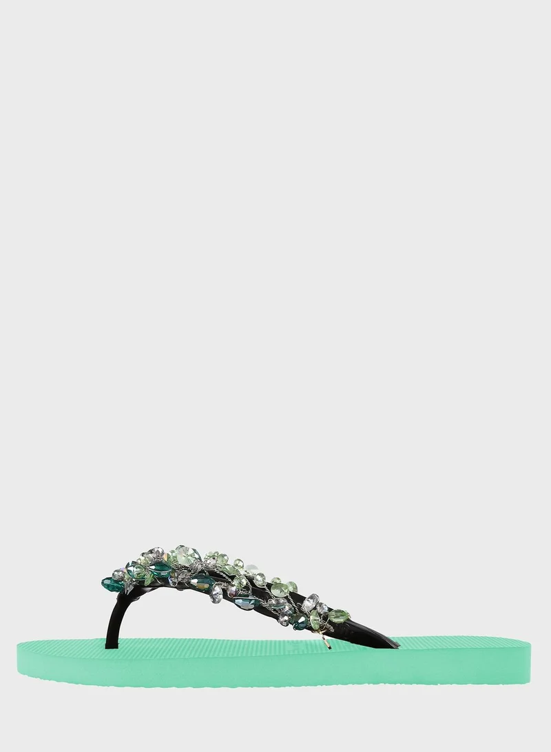 uzurii Embellished Flip Flop