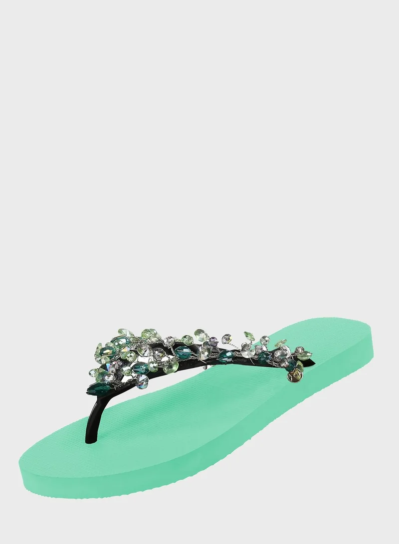 uzurii Embellished Flip Flop