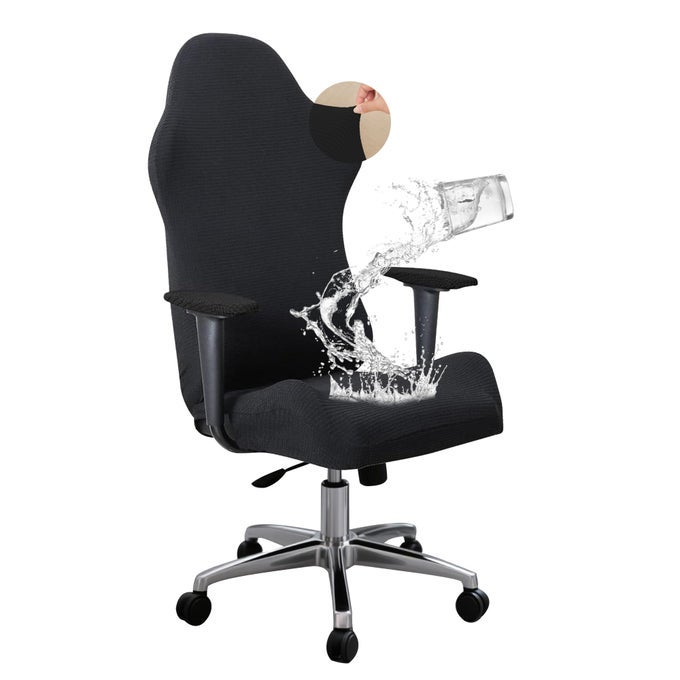 GAMING CHAIR COVER SET BLACK FOR ADULTS VIDEO GAME CHAIR WATER REPELLENT JACQUARD RACING COMPUTER CHAIR SLIPCOVER WITH 2 PIECES ARMREST COVERS