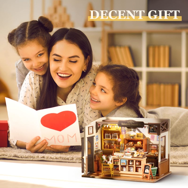 ROBOTIME Miniature House Kit DIY Mini Dollhouse with Accessories Tiny Store Making Kit with LED Light Hobby Birthday Gifts for Adults - Image 4