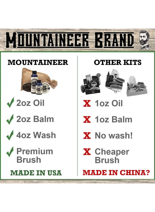 mountaineer brand - Ountaineer Brand Beard Grooming Care Kit For Men ; Beard Oil (2Oz) Conditioning Balm (2Oz) Wash (4Oz) And Brush ; Mens Mustache Growth Kit Essential Beard Kit For Men ; Wv Citrus & Spice Scented - Image 1