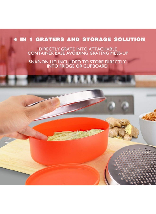 YelaJoy ﻿ Cheese Grater Citrus Lemon Zester with Food Storage Container & Lid - Perfect For Hard Parmesan Or Soft Cheddar Cheeses, Ginger, Vegetables, Butter, Chocolate & Nutmeg (Red) - Image 3