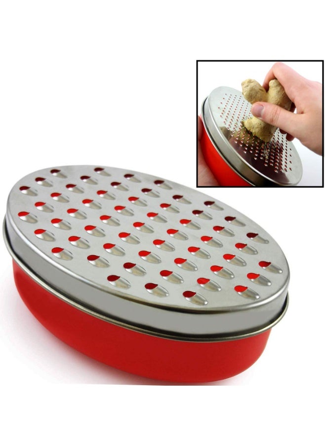 YelaJoy ﻿ Cheese Grater Citrus Lemon Zester with Food Storage Container & Lid - Perfect For Hard Parmesan Or Soft Cheddar Cheeses, Ginger, Vegetables, Butter, Chocolate & Nutmeg (Red) - Image 1
