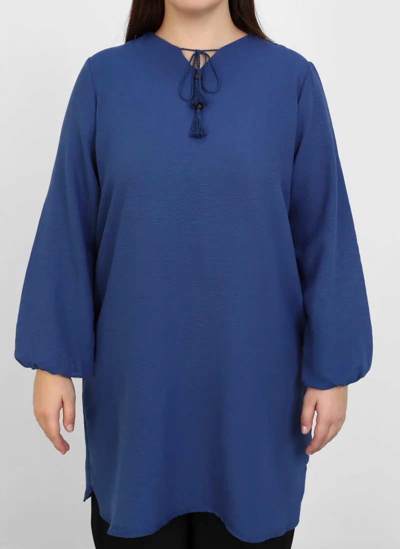 Alia by modanisa Navy Blue - Plus Size Tunic - Alia