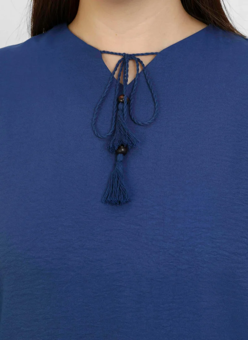 Alia by modanisa Navy Blue - Plus Size Tunic - Alia
