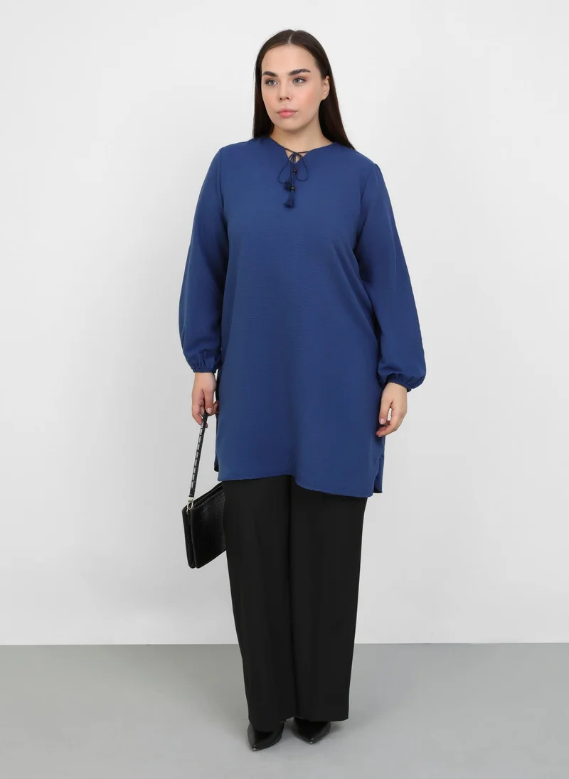 Alia by modanisa Navy Blue - Plus Size Tunic - Alia