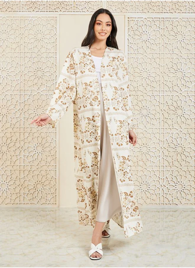 Styli Floral Bohemian Print Maxi Length Kimono