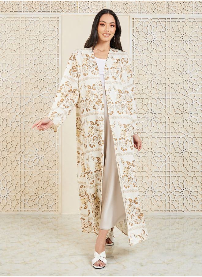 Styli - Floral Bohemian Print Maxi Length Kimono - Image 1