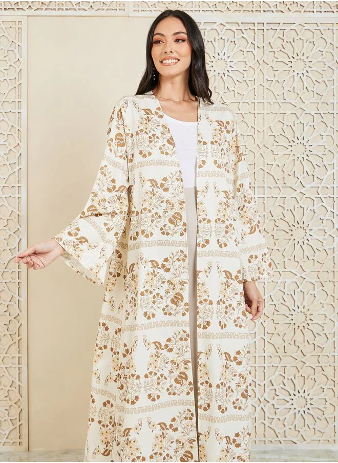 Styli Floral Bohemian Print Maxi Length Kimono