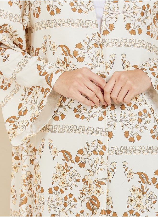 Styli - Floral Bohemian Print Maxi Length Kimono - Image 1