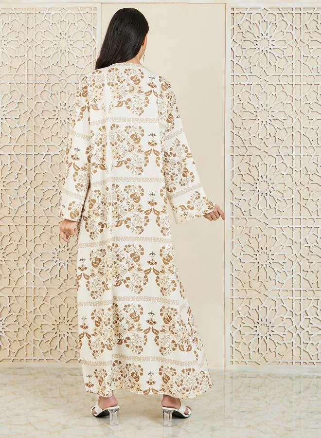 Styli Floral Bohemian Print Maxi Length Kimono
