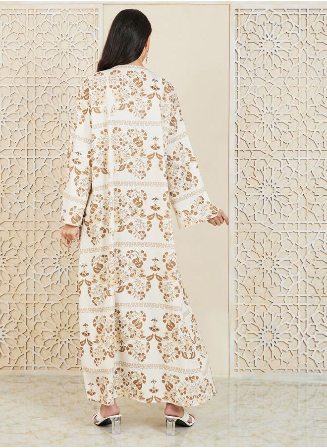 Styli - Floral Bohemian Print Maxi Length Kimono - Image 1