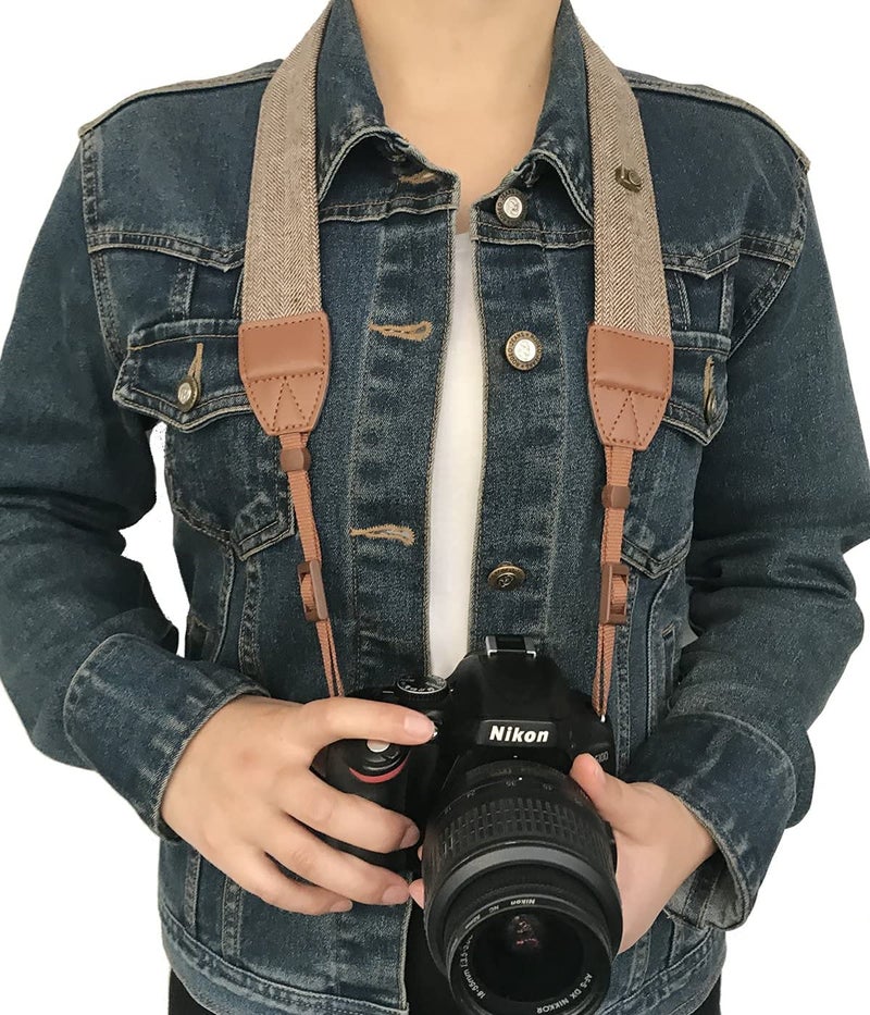 Careflection SLR/DSLR Camera Strap Sling belt Digital Binoculars Shoulder Neck Universal Quality Rapid quick Adjustable Comfortable Antislip Cotton Leather finish Hooks Safety cross body women men - Image 4
