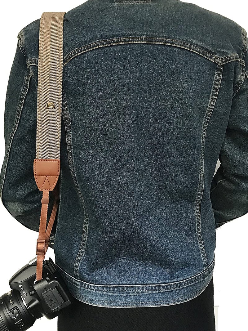 Careflection SLR/DSLR Camera Strap Sling belt Digital Binoculars Shoulder Neck Universal Quality Rapid quick Adjustable Comfortable Antislip Cotton Leather finish Hooks Safety cross body women men - Image 5