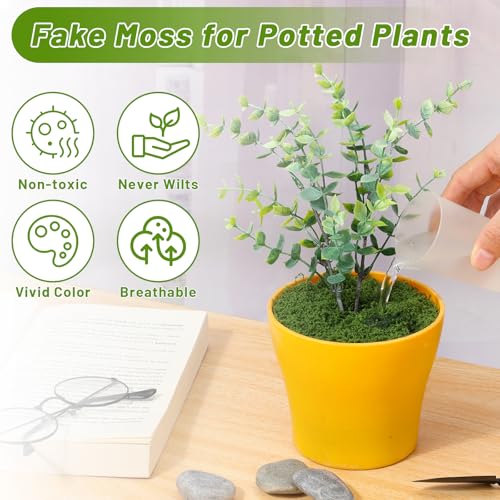 Jollidecor 1.54 LB Fake Moss for Crafts, Artificial Decorative Light Green and Dark Green Faux Moss DIY Fairy Garden Decor for Indoor Decor - Image 2