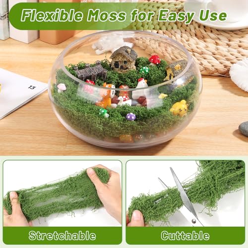 Jollidecor 1.54 LB Fake Moss for Crafts, Artificial Decorative Light Green and Dark Green Faux Moss DIY Fairy Garden Decor for Indoor Decor - Image 5