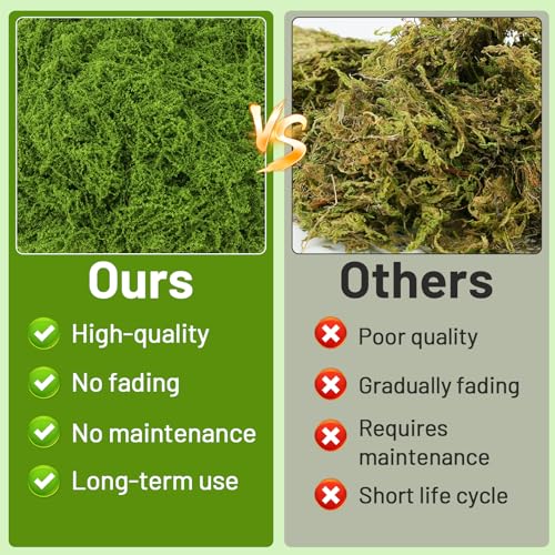 Jollidecor 1.54 LB Fake Moss for Crafts, Artificial Decorative Light Green and Dark Green Faux Moss DIY Fairy Garden Decor for Indoor Decor - Image 4