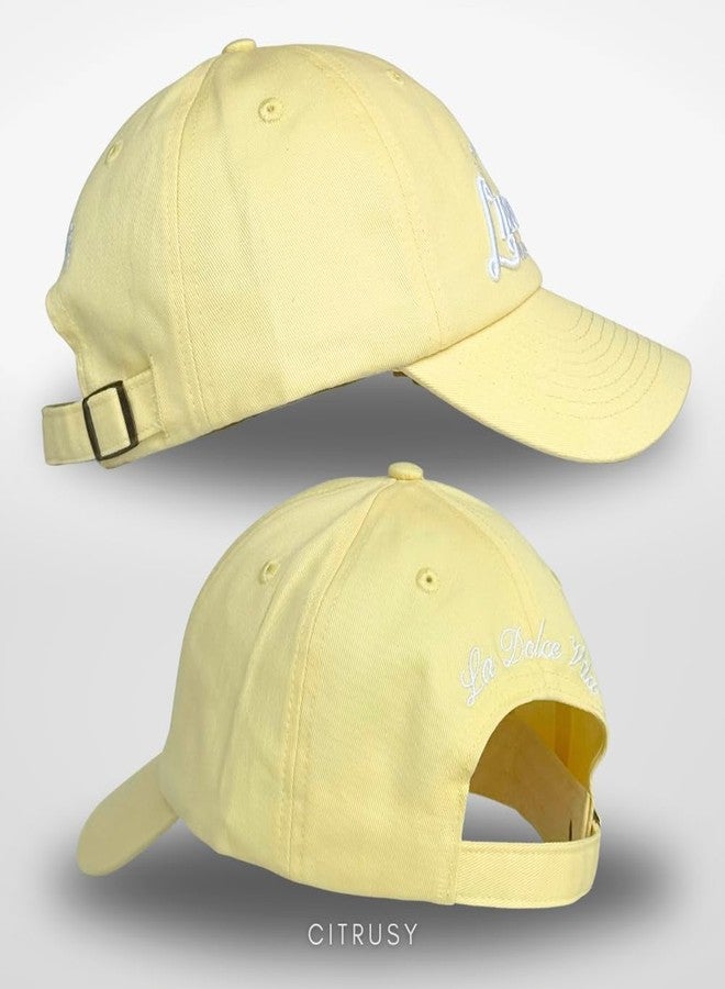 CITRUSY Trendy Fashion Baseball Dad Caps | Men & Women Low Profile Hats | Cute Ladies Western Ponytail Vintage NY Ball Cap | Womens Distressed Summer | Cotton | Adjustable Strap (Limoncello | Butter Yellow) - Image 3