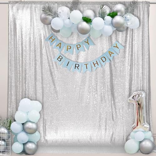 PartyDelight PartyDelight Sequin Backdrop Silver 6Ft x 8Ft Photograph Backdrop Wedding Curtain Special Events  - Image 2