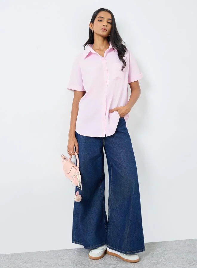 Take Two Take Two Pink Striped Short Sleeve Shirt