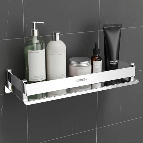 Plantex Stainless Steel Bathroom Shelf Rack/Bathroom Organizer/Wall Shelf for Bathroom Accessories Set/Kitchen Stand/Kitchen Shelves & Racks - Chrome (12x5 Inch) - Image 1