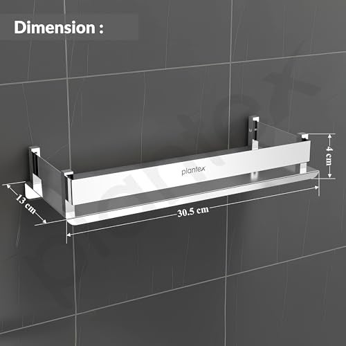 Plantex Stainless Steel Bathroom Shelf Rack/Bathroom Organizer/Wall Shelf for Bathroom Accessories Set/Kitchen Stand/Kitchen Shelves & Racks - Chrome (12x5 Inch) - Image 4