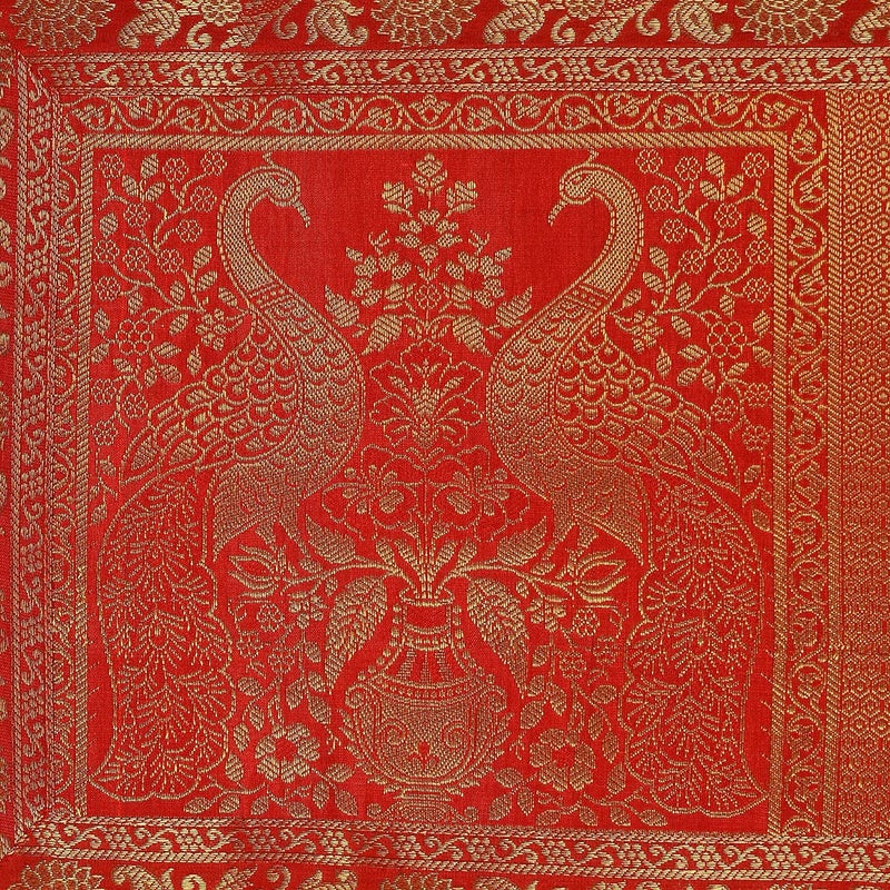 E - Ezra E EZRA Red Table Runner Room Decor Silk Brocade Jacquard Long Runner Table Cloth 4 6 Seater Dinning Table 16 Inches X 60 Inches - Image 4