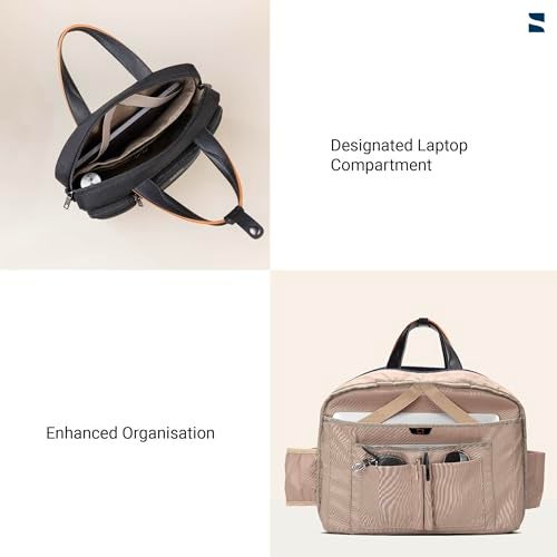 scarters Terminal Office Bag for Men | 16 inch Laptop Messenger Briefcase | 24L Spacious Multi-Compartment Shoulder Bag | Water Resistant Nylon | AirTag Pocket | Office & Travel (Black) - Image 5