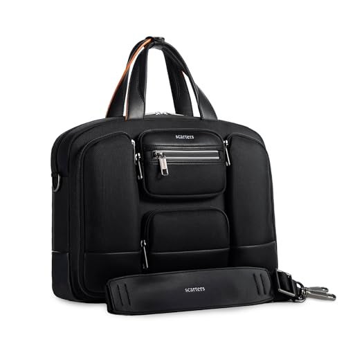 scarters Terminal Office Bag for Men | 16 inch Laptop Messenger Briefcase | 24L Spacious Multi-Compartment Shoulder Bag | Water Resistant Nylon | AirTag Pocket | Office & Travel (Black) - Image 1