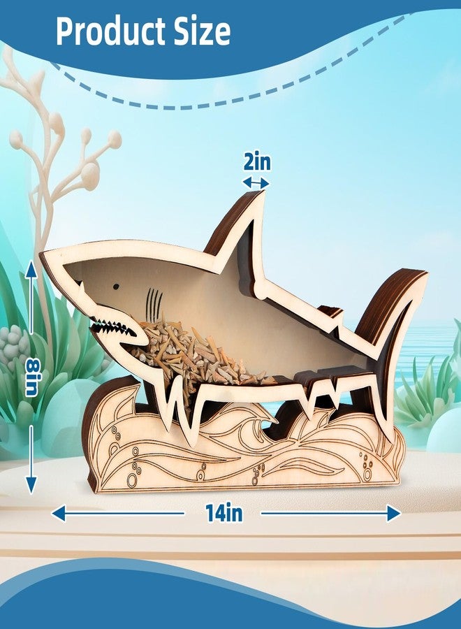 swakuszy Shark Tooth Display Case 14 Inch Wooden - Large Shark Tooth Holder for Collectors, Shark Teeth Holder Case for Shark Tooth Display and Storage - Solid Wood Shark Tooth Collection Case - Image 2