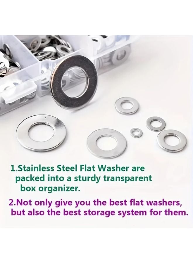 1250pcs Stainless Steel Flat Washers Assortment Kit M2 M2 5 M3 M4 M5 M6 M8 M10 M12 For Home Factory Repair - Image 5