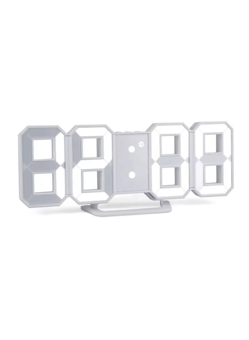 Multifunctional Digital Wall Clock LED Light 12/24 Hour Time Display White - Image 1