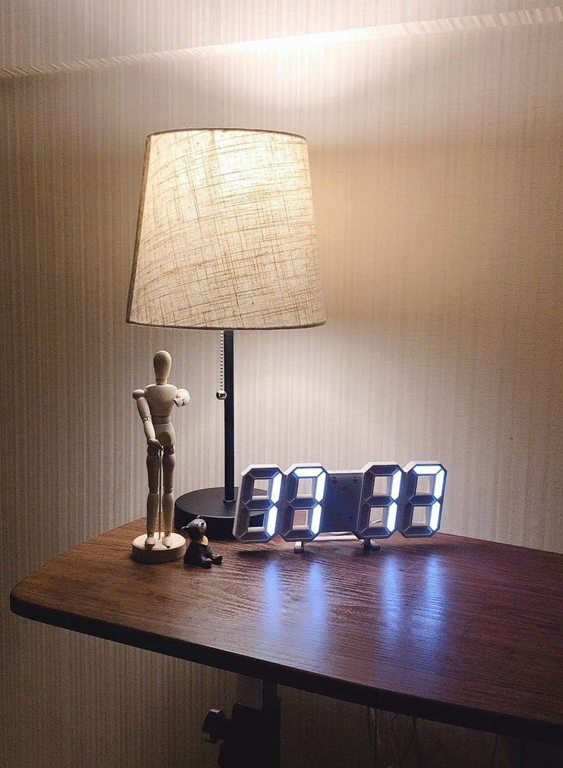 Multifunctional Digital Wall Clock LED Light 12/24 Hour Time Display White - Image 5