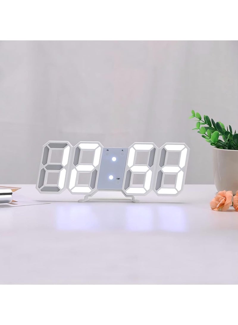 Multifunctional Digital Wall Clock LED Light 12/24 Hour Time Display White - Image 4