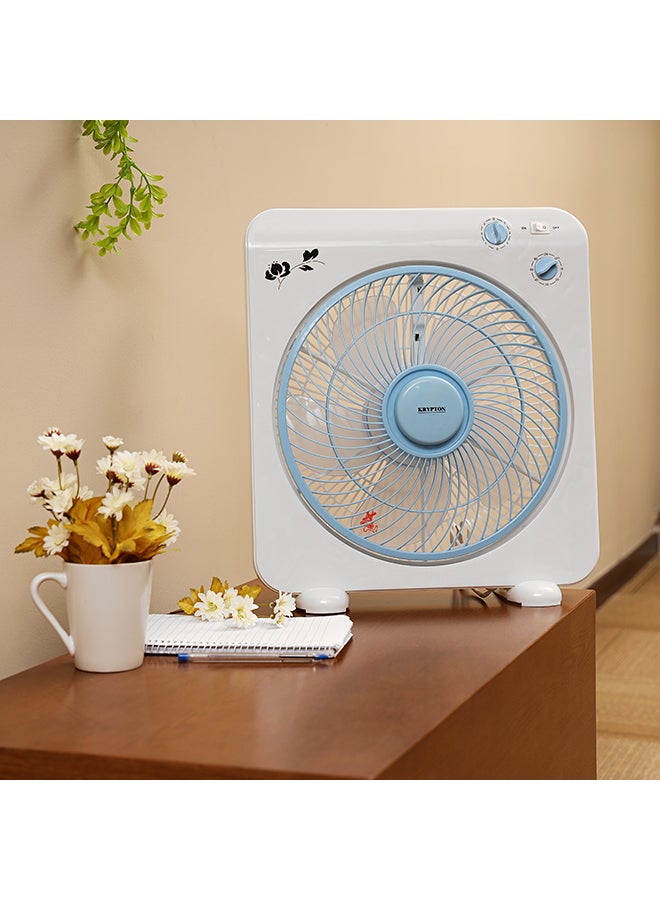 KRYPTON 12 Inch Box Fan With Strong Blade, 3 Speed, Powerful Motor, 60 Min Timer KNF6115 White/Blue - Image 3