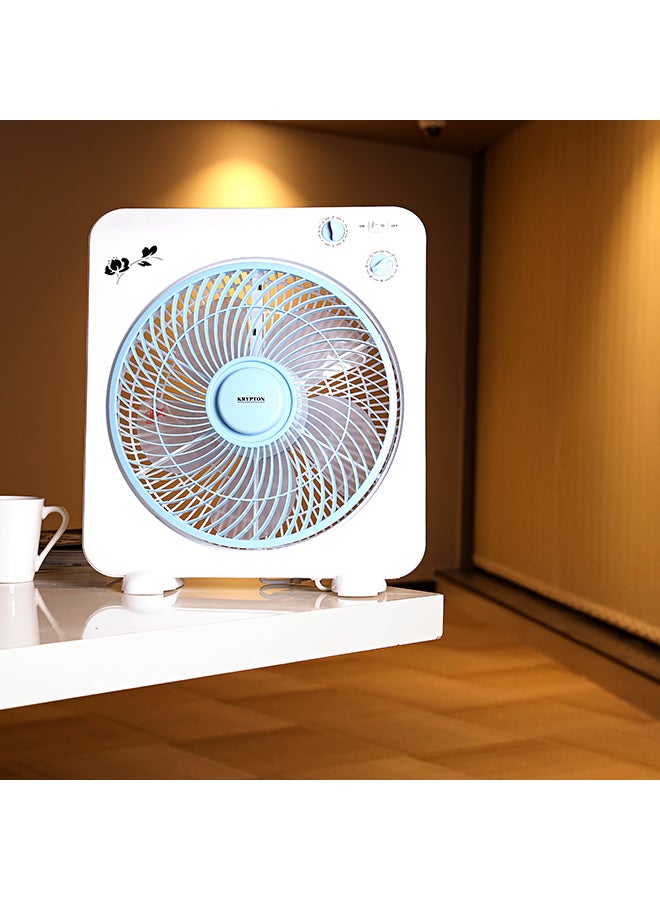 KRYPTON 12 Inch Box Fan With Strong Blade, 3 Speed, Powerful Motor, 60 Min Timer KNF6115 White/Blue - Image 5