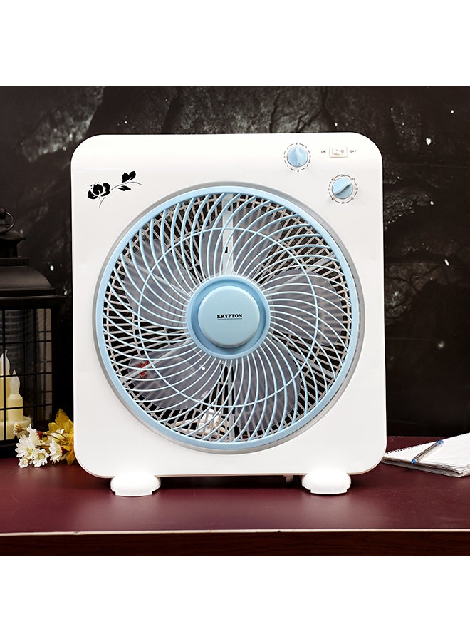 KRYPTON 12 Inch Box Fan With Strong Blade, 3 Speed, Powerful Motor, 60 Min Timer KNF6115 White/Blue - Image 4