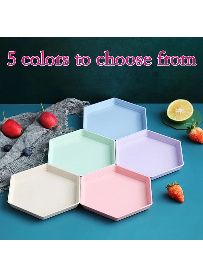 Blue 3 Pack Wheat Straw Hexagonal Plates 6.7 Inch Microwave Safe - Image 2