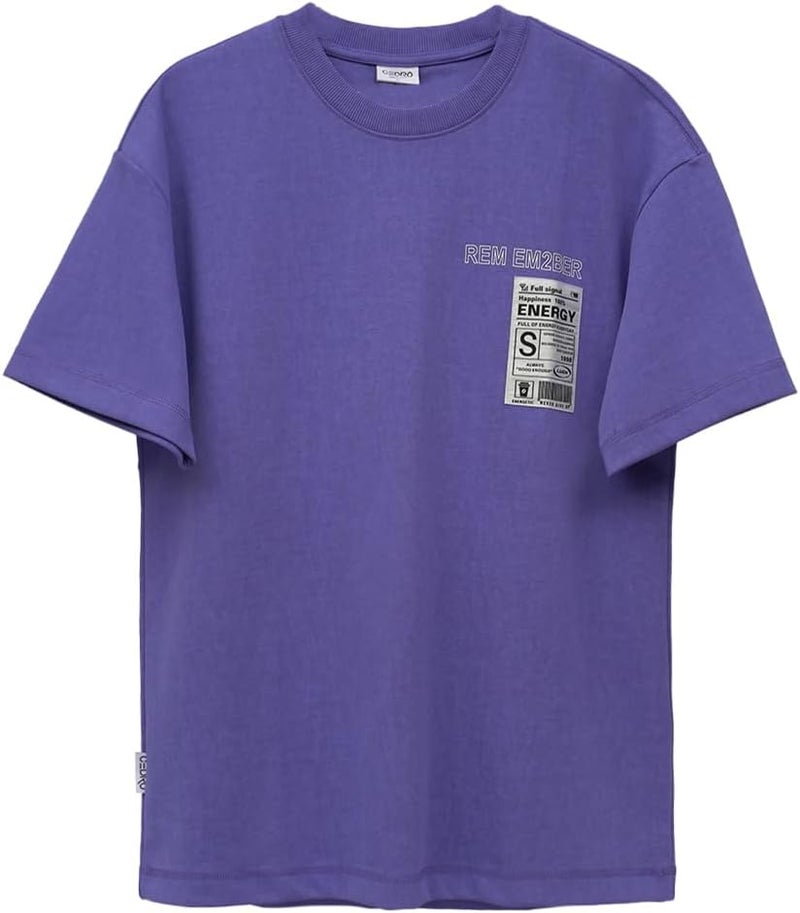 CEDRO تي شيرت جرافيك كبير للرجال من سيدرو باللون الأرجواني - Image 1