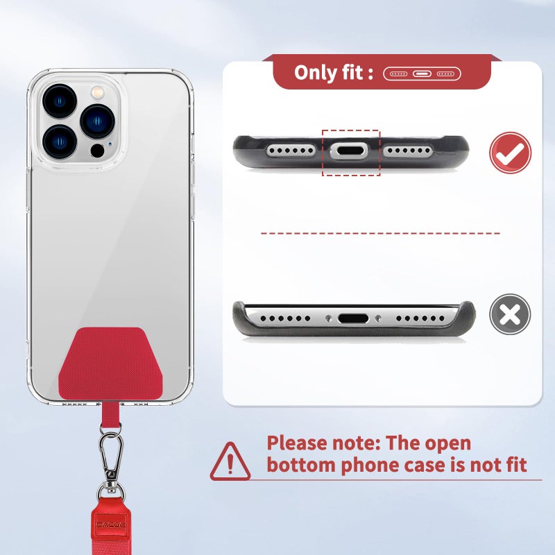 CACOE Phone Lanyard 2 Pcs Adjustable Neck Strap,4 Pcs Patches,Universal Crossbody Multifuctional Patch Polyester Cell Phone Lanyards Compatible with Most Smartphones(Black+Red) - Image 2