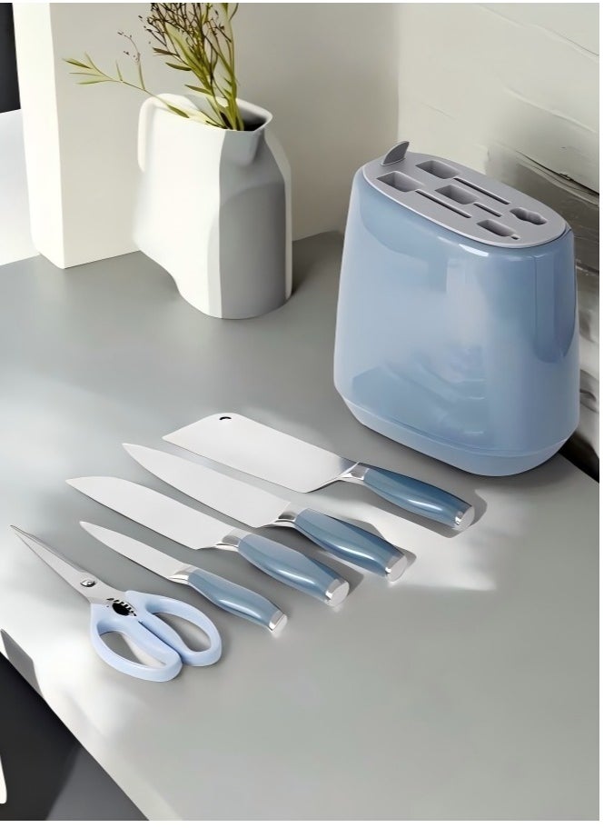C&E Kitchen knife set, 6-piece set of glacier blue sharp knives, suitable for the kitchen, non-stick and anti-slip stainless steel kitchen knife set, with glacier blue knife holder, suitable for home or dining room use  - Image 3