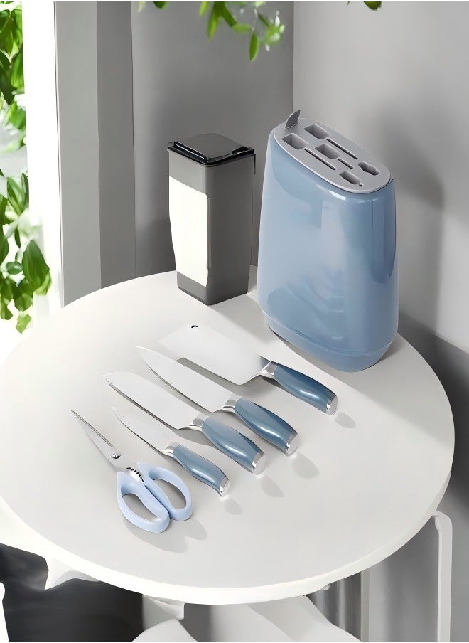C&E Kitchen knife set, 6-piece set of glacier blue sharp knives, suitable for the kitchen, non-stick and anti-slip stainless steel kitchen knife set, with glacier blue knife holder, suitable for home or dining room use  - Image 4
