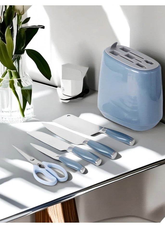 C&E Kitchen knife set, 6-piece set of glacier blue sharp knives, suitable for the kitchen, non-stick and anti-slip stainless steel kitchen knife set, with glacier blue knife holder, suitable for home or dining room use  - Image 5